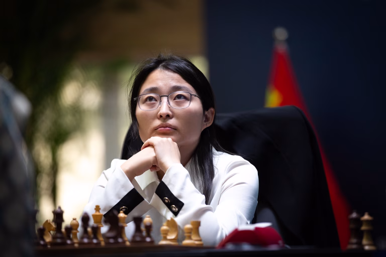 Ju Wenjun, en la sexta partida del Mundial de Ajedrez Femenino